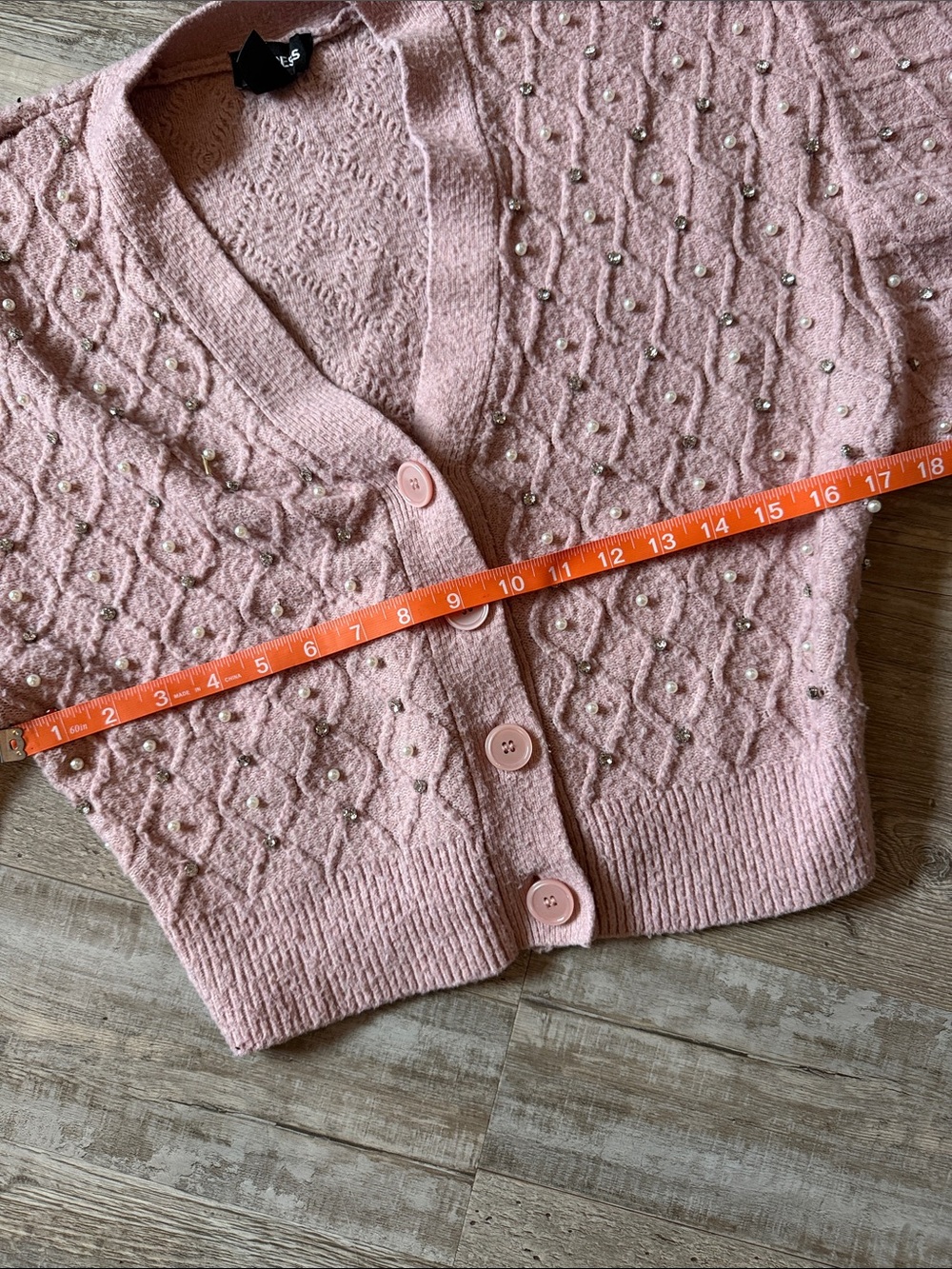 Express Blush Pink Diamond-Textured Button Cardigan size S - Picture 4 of 7
